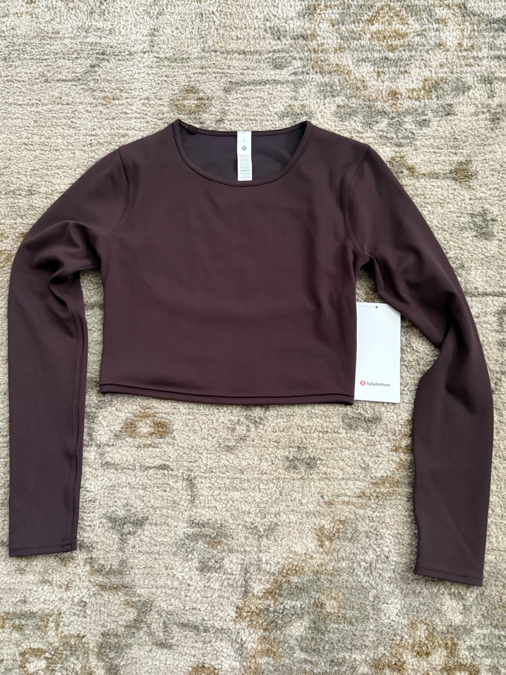 Lululemon Long Sleeve Back Cut-out Cropped Top - ESPRESSO